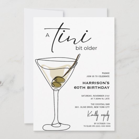 Minimaal 'tini beetje ouder! Cocktail verjaardagsf Kaart (Voorkant)