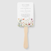 Minimaal trouwprogramma met wilde bloemen handwaaier (Voorkant)