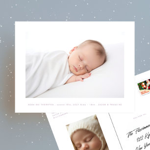 Minimaal twee foto baby geboorte aankondiging briefkaart
