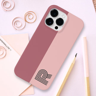 Minimaal twee kleuren blok Roos Gold Blush Monogra Case-Mate iPhone 14 Pro Max Hoesje