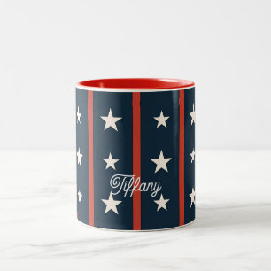 Minimaal USA-sterrenveldpatroon Luxe dames Tweekleurige Koffiemok