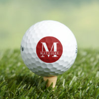 Minimaal Vet Monogram met naam | Frambozenrood