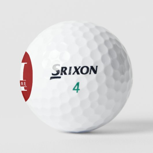Minimaal Vet Monogram met naam | Frambozenrood Golfballen (Logo)
