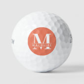 Minimaal Vet Monogram met naam | Zalm Golfballen (Voorkant)