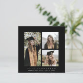 Minimaal vierkant zwart Lijst driedubbel Afstudere Aankondiging (Staand voorkant)