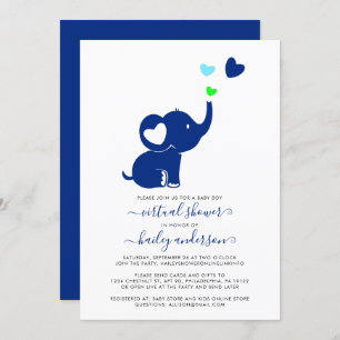 Minimaal virtueel Baby shower Blue Boy Elephant Kaart