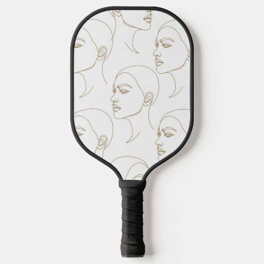 Minimaal Vrouwelijk Gezicht Lijnpatroon (1) Pickleball Paddle (Voorkant)