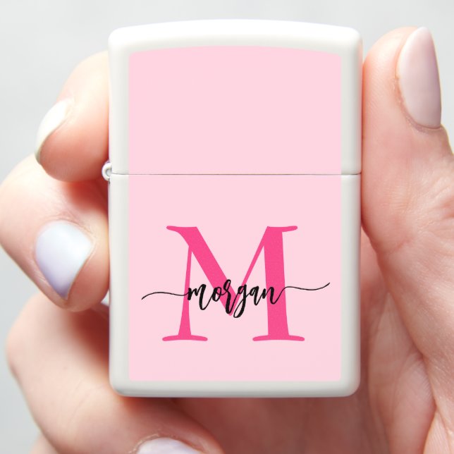 Minimaal warm roze modern Typografisch monogram (In Hand)