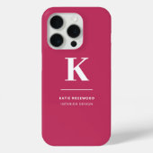 Minimaal warm roze modern Typografisch monogram Case-Mate iPhone Case (Achterkant)