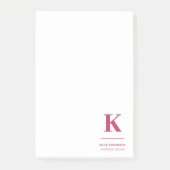 Minimaal warm roze modern Typografisch monogram Post-it® Notes (Voorkant)