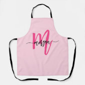 Minimaal warm roze modern Typografisch monogram Schort (Voorkant)