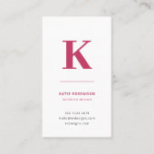 Minimaal warm roze modern Typografisch monogram Visitekaartje (Voorkant)
