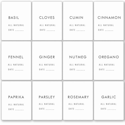 Minimaal waterdicht keukenetiket sticker (Voorkant)