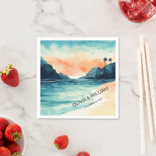 Minimaal Waterverf strand Servet (Insitu)