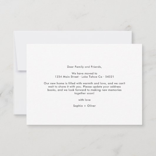 Minimaal We hebben een nieuw adres Elegant Script Aankondiging (Achterkant)