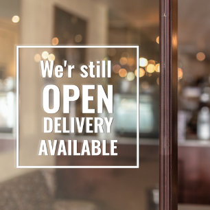 Minimaal We're Still Open Transparante Raamfolie Raamsticker