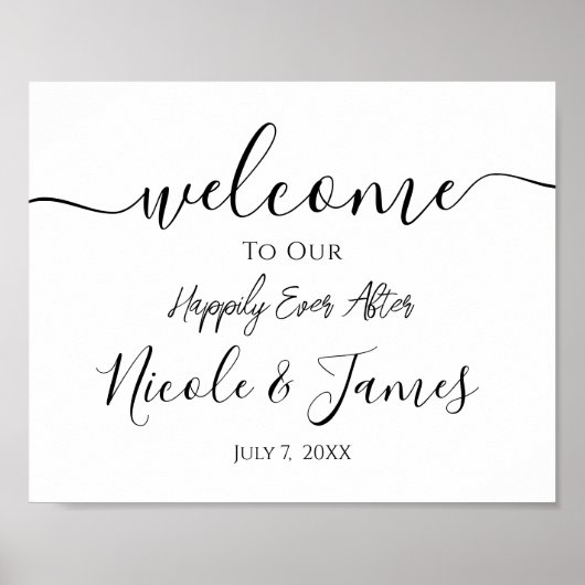 Minimaal White Black Wedding Welcome Sign Poster (Voorkant)