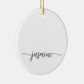 Minimaal white Girly Monogram Name Script Keramisch Ornament (Rechts)