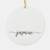 Minimaal white Girly Monogram Name Script Keramisch Ornament (Voorkant)