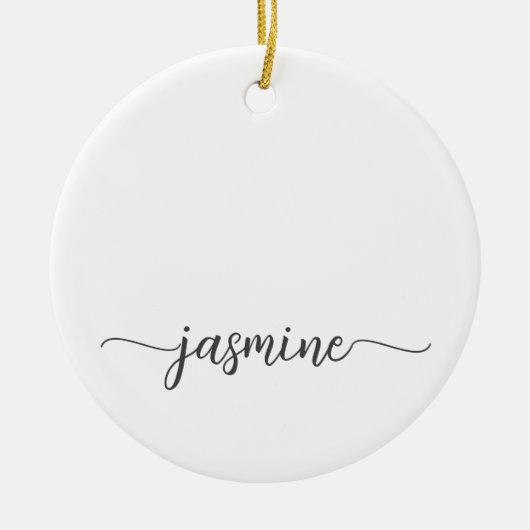 Minimaal white Girly Monogram Name Script Keramisch Ornament (Voorkant)