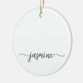 Minimaal white Girly Monogram Name Script Keramisch Ornament (Links)