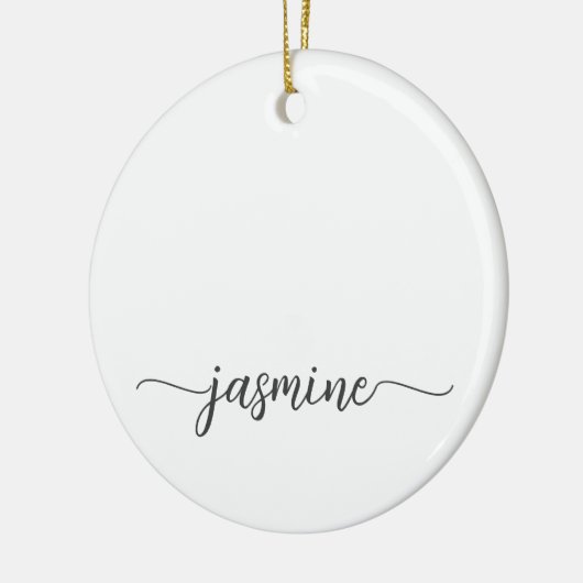 Minimaal white Girly Monogram Name Script Keramisch Ornament (Links)