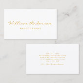 Minimaal wit Gold Script elegant eenvoudig en graf Visitekaartje (Voorkant / Achterkant)