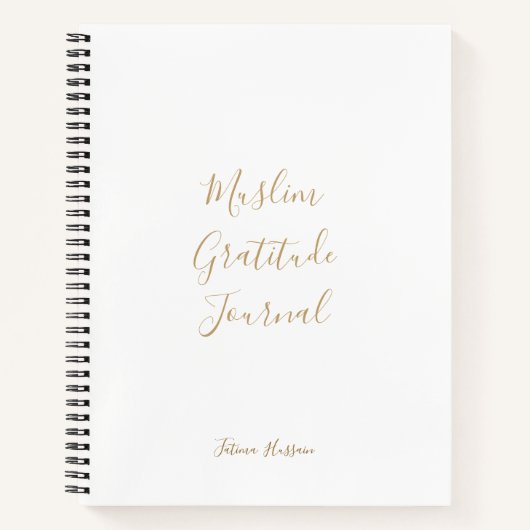 Minimaal Wit Goud Script Moslim Dankbaarheid Journ Notitieboek (Voorkant)