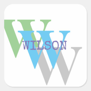 Minimaal wit groen grijs paarse monogram Sticker