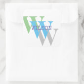Minimaal wit groen grijs paarse monogram Sticker (Tas)