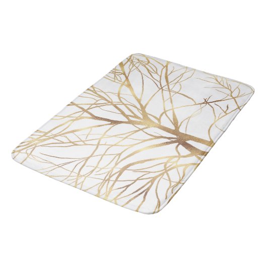 Minimaal wit ontwerp van de moderne Gold Tree Badmat (Gekanteld)