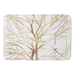 Minimaal wit ontwerp van de moderne Gold Tree Badmat