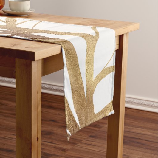 Minimaal wit ontwerp van de moderne Gold Tree Medium Tafelloper (Voorbeeld)