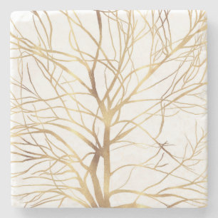 Minimaal wit ontwerp van de moderne Gold Tree Stenen Onderzetter