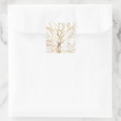 Minimaal wit ontwerp van de moderne Gold Tree Vierkante Sticker (Tas)