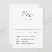 Minimaal Wit & Zwart Bruiloft RSVP Kaart (Voorkant / Achterkant)