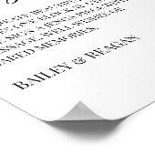 Minimaal Wit Zwart Trouwen Jenga Guestbook Sign Poster (Hoek)