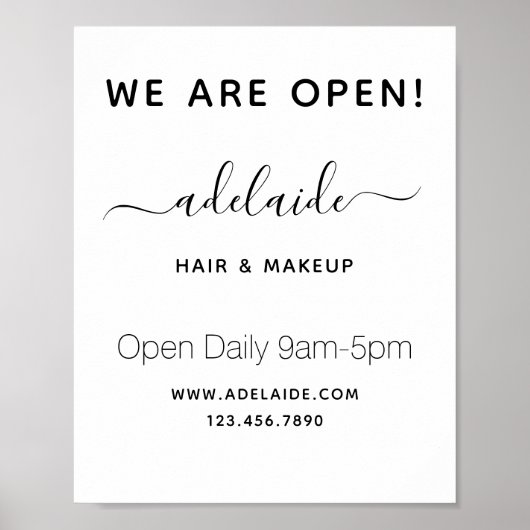 Minimaal Witte Chic Hair stylist Salon Opnieuw ope Poster (Voorkant)