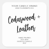 Minimaal Witte Moderne Kaars Productlabel Vierkante Sticker (Voorkant)