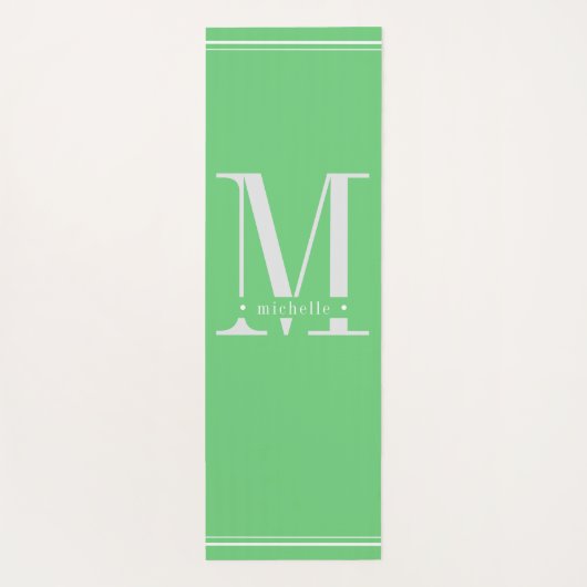 Minimaal Zacht Groen & Wit Monogram Yogamat (Achterkant)