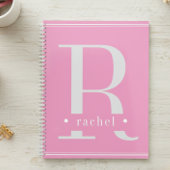 Minimaal Zacht Roze & Wit Monogram Planner