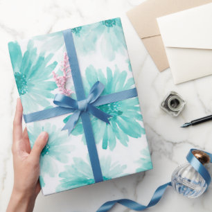 Minimaal Zachte Blauwe Mint Dadelik Waterverf Patr Cadeaupapier