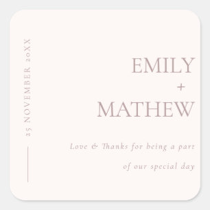 MINIMAAL ZACHTE ZWART PINK TYPOGRAPHY WEDING VIERKANTE STICKER