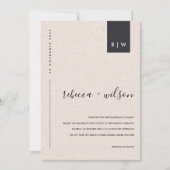 MINIMAAL ZFT BLUSH PINK LINEN TYPOGRAPHY WEDING KAART (Voorkant)