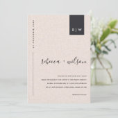 MINIMAAL ZFT BLUSH PINK LINEN TYPOGRAPHY WEDING KAART (Staand voorkant)