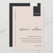 MINIMAAL ZFT BLUSH PINK LINEN TYPOGRAPHY WEDING KAART (Voorkant / Achterkant)