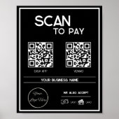 Minimaal zwart 2 QR codes zakelijke scan te betale Poster (Voorkant)