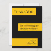 Minimaal zwart en goud elegante chique verjaardag bedankkaart (Voorkant)