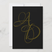 Minimaal zwart en goud monogram delicate bruiloft kaart (Achterkant)