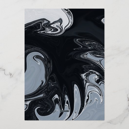 Minimaal zwart en wit Abstract huwelijk zilver Folie Uitnodiging (Achterkant)